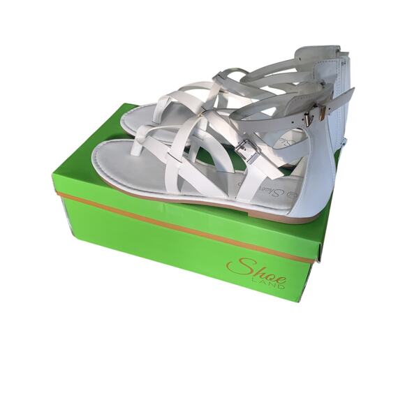 NWT SHOE LAND SL-MONACO WOMEN'S WHITE OPEN-TOE GLADIATOR ZIP BACK SANDALS 8.5 - Picture 6 of 11